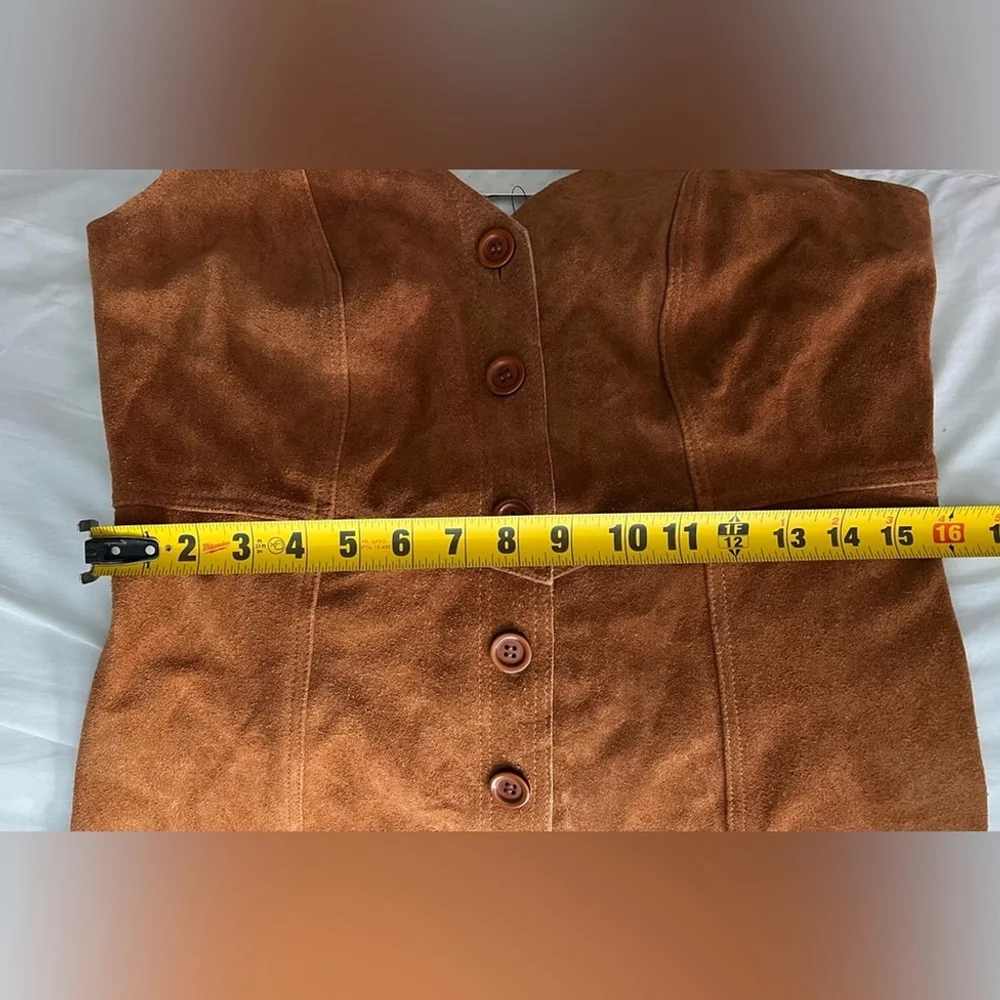 Free People - Brown Leather Suede Abbie Western Cowgirl Mini Dress - Picture 6 of 7